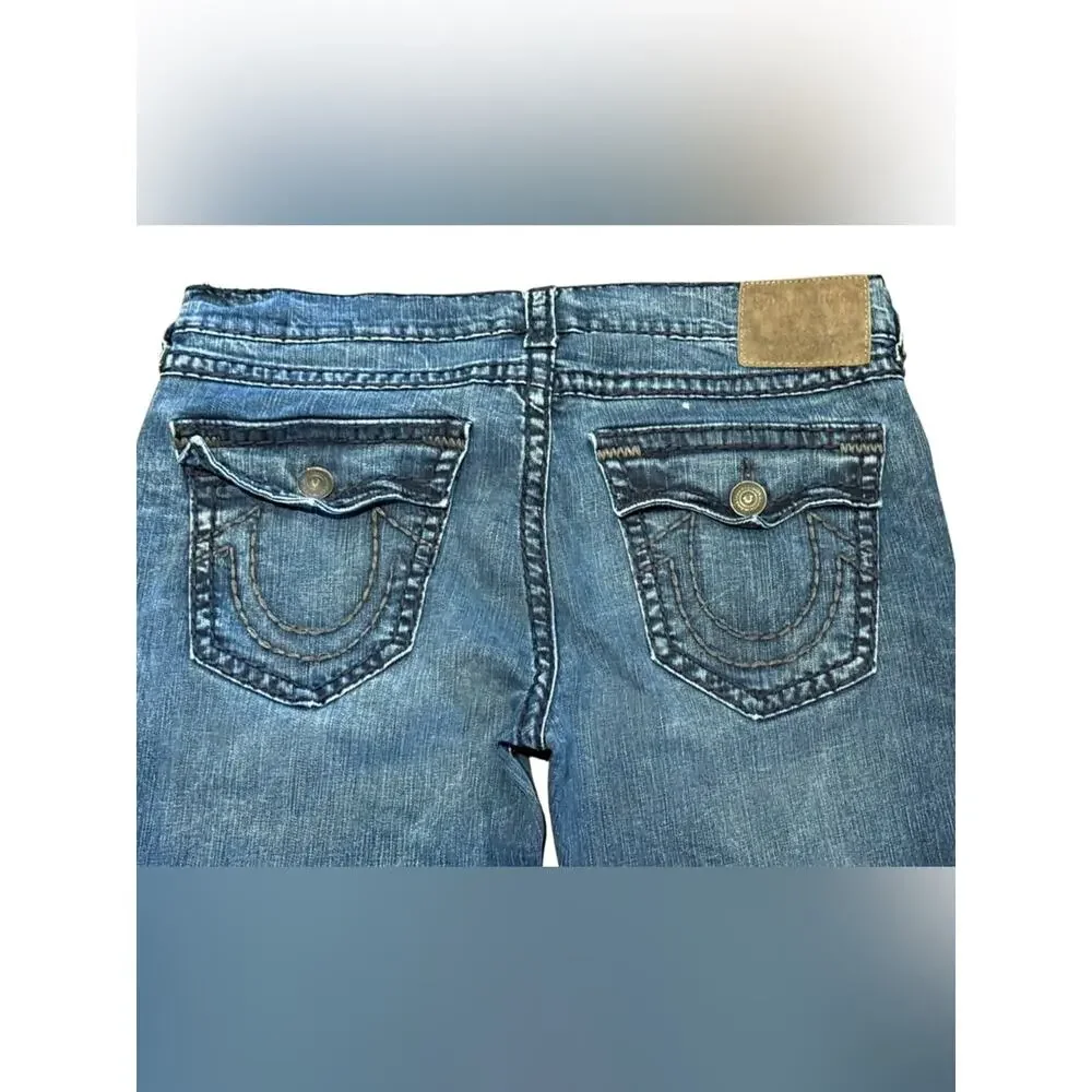 True Religion Geno Relaxed Slim Men's 38 x 33 Medium Blue Straight Jeans